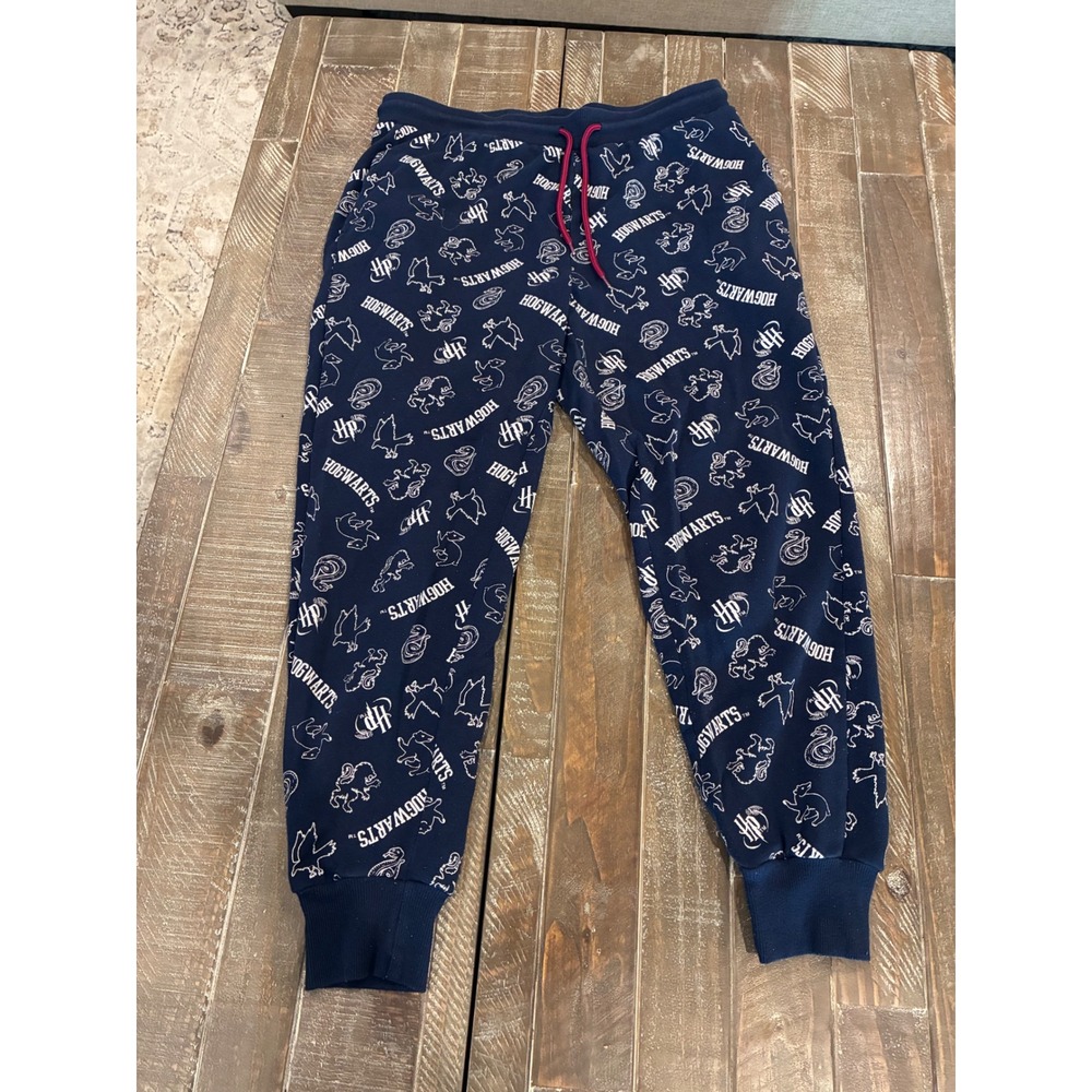 Harry Potter Hogwarts Navy Blue All Over Print Joggers Sweatpants Women L